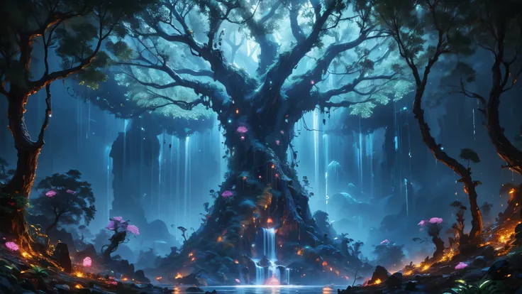 Tree Eyva source of souls from the movie avatar 3, the most beautiful picture in the world, symmetrical composition