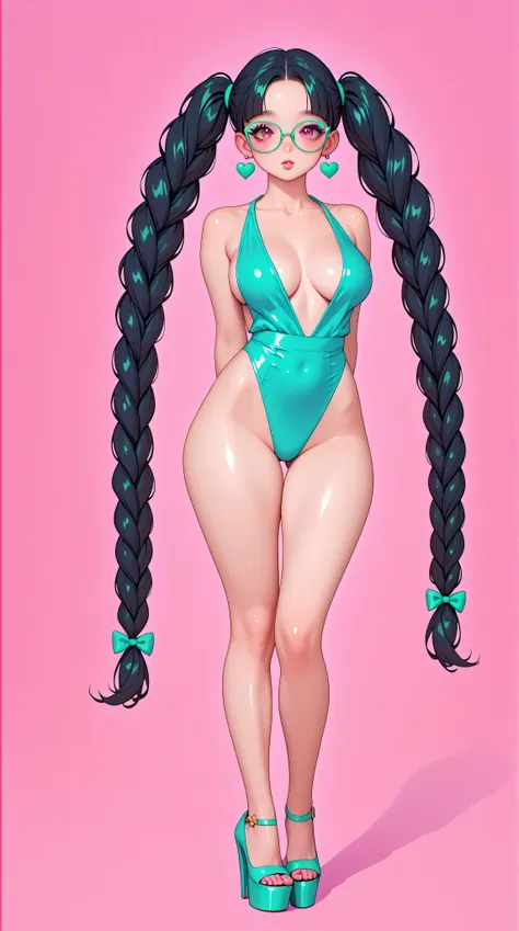 ((Highest quality)), ((young girl:2.0), petite korean girl, ((skinny, skinny tight ass, thigh gap)), perfect breasts, skinny small waist, protruding hipbones, protruding ribs, (super long skinny legs:1:8), ((black over the knee stockings)), big oversized ...