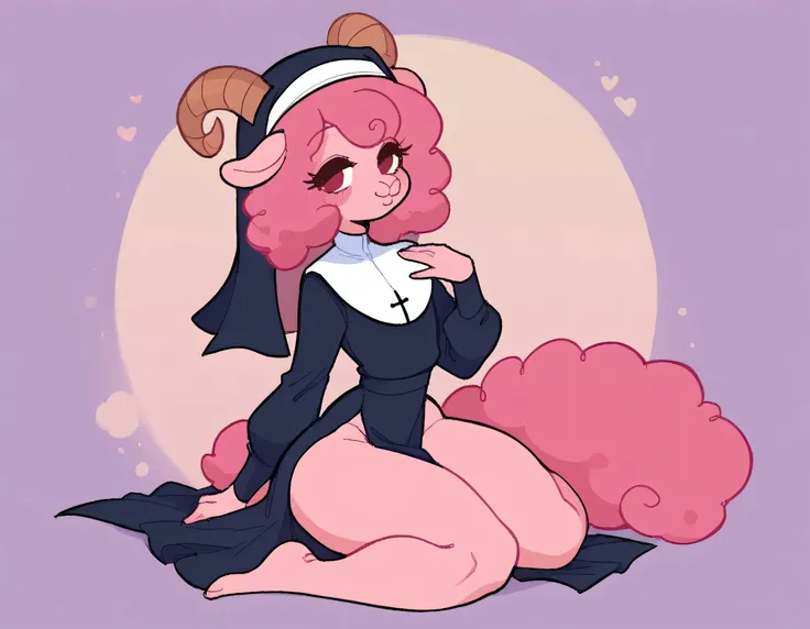better quality, very detailed illustration , solo, ( Anthropomorphic furry sheep:1,7), ruffled voluminous bouncy hair , playful look, delgado, ideal body, thin waist , wide hips, simple drawing, Artifyber style , pastel flat colors , beautiful, cartoon ,so...