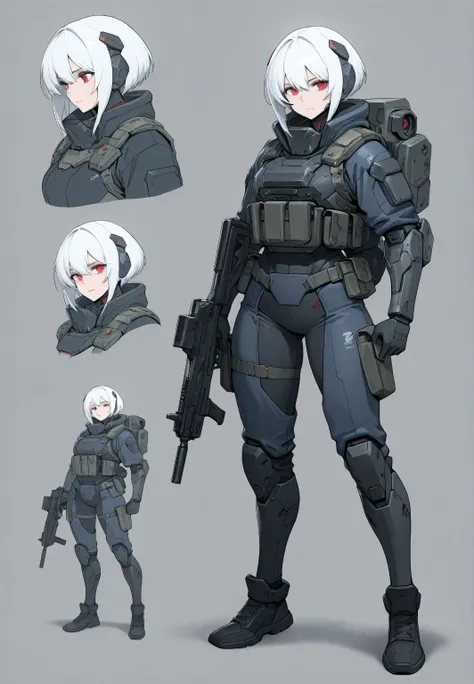 masterpiece，top quality, a woman in a futuristic suit holding a gun and a gun, mechanized soldier girl, cyberpunk anime girl mech, female mecha, female cyberpunk anime girl, dressed in tactical armor, wearing techwear and armor, sci - fi character, ( ( cha...