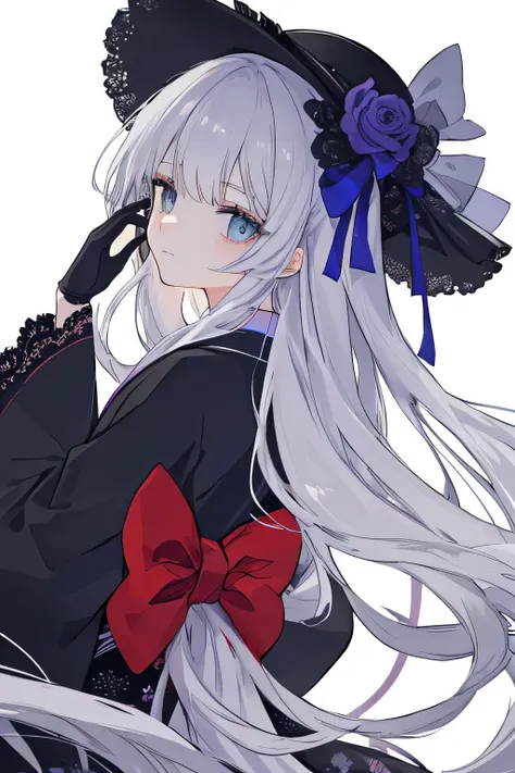 best quality, ultra-detailed, anime-style illustration, clean line art, soft shading, simple background, minimalistic details,
solo, 1 young woman, 25 years old, with long, silky violet hair, styled in a **perfectly defined hime cut**,
sharp, straight...
