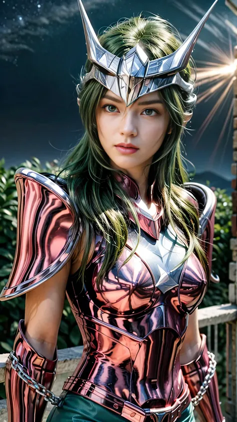 masterpiece, best quality, 超high resolution, Lifelike skin texture, armature, lifelike, high resolution, original photo, shiny skin, Lifelike skin texture, best lighting, spark, dramatic lighting, dynamic poses, starry sky background, blue sky, universe, 1...
