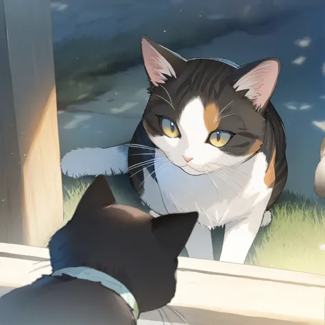 animal, cat, focus cat, outdoors, game CG, fantasy, japan, break,(artist:akinashi_yuu),artist:fujiyama,artist:artist:yuugen,break,break,(masterpiece), (best quality), (ultra-detailed),(Detailed Lighting), very aesthetic, newest,