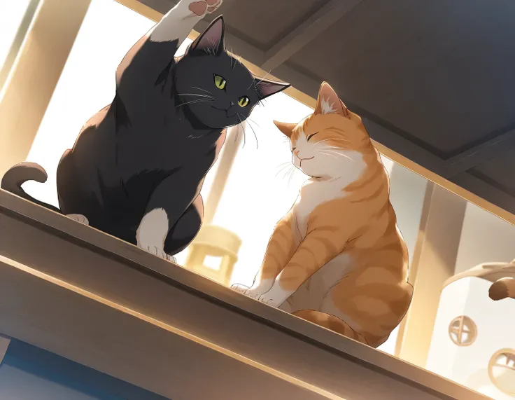 animal, cat, cat tower, cat walk, game CG, break,(artist:mitsumi_misato),artist:fujiyama,artist:kokonoka, break,(masterpiece), (best quality), (ultra-detailed),(Detailed Lighting), very aesthetic, newest,