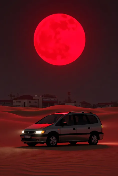 Opel Zafira A 2000 In the background, a desert with a red moon drift