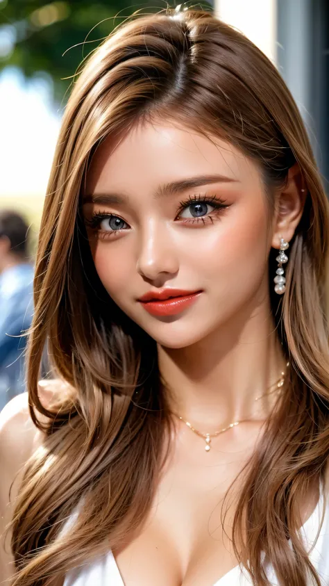  delicate, masseter area,  beautifully detailed , colorful, Exquisite Description,detailed lips, complicated details, (Female 1:1.1), pretty face、detailed face、(Watch Gorgeous in Beautiful 20 Year Old), (wave hair:1.1), (50mm Sigma f /1.4 ZEISS lenses, 1 1...
