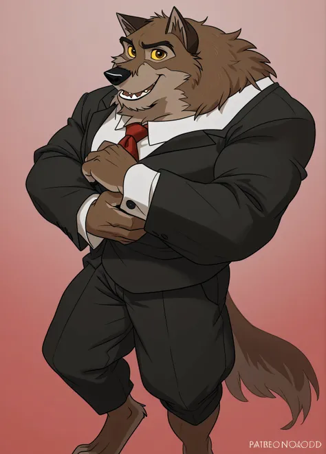 baltotwd, wolfdog, balto, brown eyes, yellow sclera, solo, detailed, detailed face, black eyes, anthro body, male, adult, muscular, cartoon shading, cel shaded:1.0, flat colors, (no background, white background):1.5, shirtless, wfa style, negger style, car...