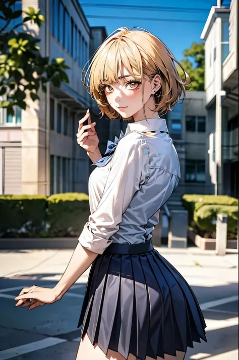 ((jojo pose, dio pose)), (back, looking back, from behind), hand up, parody, 
(masterpiece:1.3, top-quality, ultra high res, ultra detailed), (realistic, photorealistic:1.3), beautiful illustration, perfect lighting, natural lighting, colorful, depth of fi...