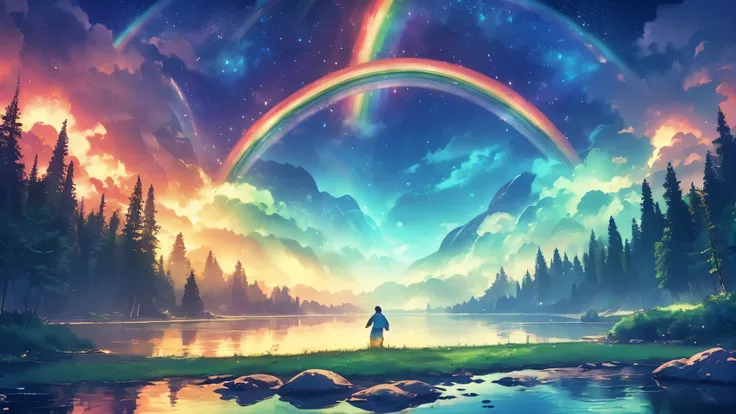 超high image quality,high image quality,high quality DVD,Enchanted Mysterious Forest , Neon colored butterflies,Majestic Atmosphere, Pure blue water river fountain, Golden Mini Fairy, Luminescent Mushrooms Release Pollen, Extremely beautiful scenery , (Supe...