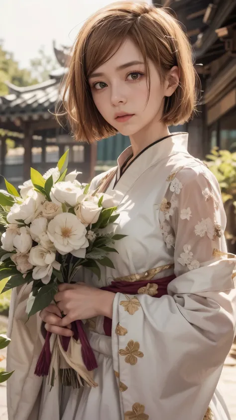 、4K、 masterpiece 、extremely detailed eye、ultra detailed、 A woman in、Alone、nobara、jujutsu kaisen、short hair