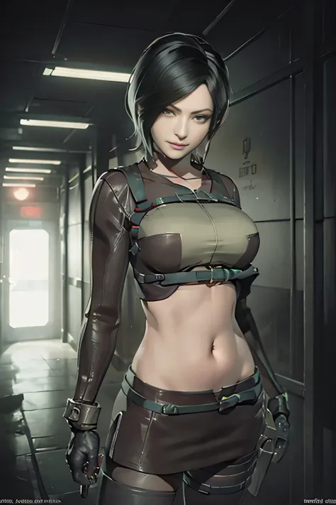(Resident Evil Ada1.5),(Ada,cool lady),expensive,plump breasts,Has a well-proportioned body shape,{{{chopped}}},Japanese warrior,warrior armor,woman warrior,{{{cyberpunk city}}},expensive home,{{{neon light}}},best quality,cyberpunk city,warrior