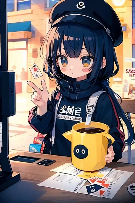( stickers ),#quality(8k,best quality, masterpiece),Alone, #1 girl(cute, cute,small ,smile,floating hair,The hair color is space,twin tails,zombie skin , ghost skin ,Skin Color Blue ,pale skin,Eye color cosmic ,eyes are shining,big eyes,Damaged Clothes,h...