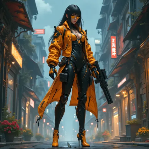 - Main Character, Adult Woman "Turkey", Beautiful, tall, long legs, Shoulder length hair, yellowish glasses.

- Wearing a costume ("Full Sexy Armor").
Chest and Thigh Armor slightly open.
Wearing a Cedar colored Jacket, there is an 'X' logo on the jacket.
...