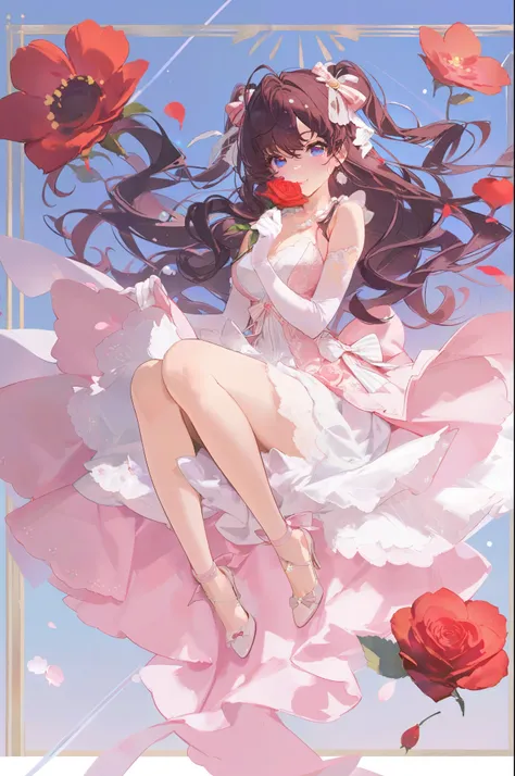 very aesthetic,high definition,masterpiece,illustratio,best quality,[artist:kedama milk],artist:ask(askzy),[artist:WANKE],artist:miji_black,artist:ciloranko,pastel xl,-pastel xl, 1girl, ichinose shiki, solo, dress, long hair, blue eyes, gloves, elbow glove...