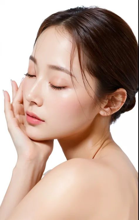 (((masterpiece))), (((best quality: 1.4))), ((super detailed: 1.4)),  

An arafed woman with closed eyes and a white background, smooth glowing skin, clean face and body skin, shiny glossy skin, glowing skin face, dewy skin, korean woman, shiny soft skin, ...
