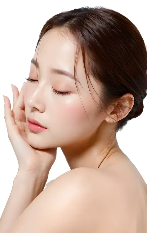 (((masterpiece))), (((best quality: 1.4))), ((super detailed: 1.4)),  

An arafed woman with closed eyes and a white background, smooth glowing skin, clean face and body skin, shiny glossy skin, glowing skin face, dewy skin, korean woman, shiny soft skin, ...