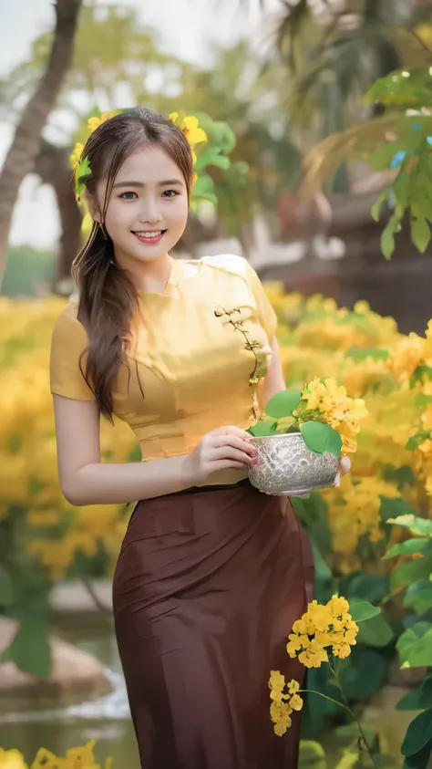 Burmese girl with attractive curvy full body.  Friends full-length bikini, (blue 💙 dress) Burma's long-lasting body is full of sensuality, and the beauty of the body She has the prettiest smile on her face, highlighting her wet beauty and splashing water o...