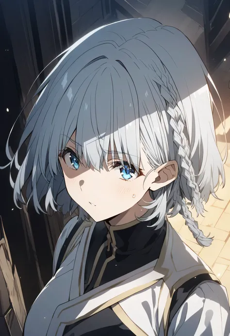 beta, short hair, blue eyes, braid, grey hair, The Eminence in Shadow (Kage no Jitsuryokusha ni Naritakute!