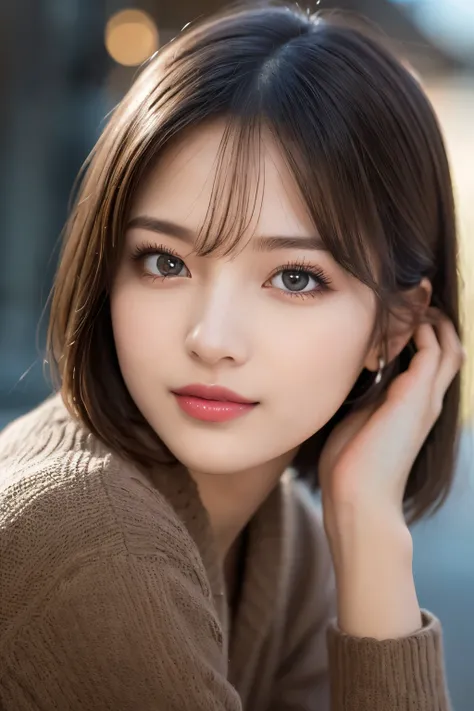 (masterpiece), highly realistic, beautiful atmosphere, intricate textures, super-resolution, hyper-realistic, high contrast, Portrait of a cute girl, looking at viewer, Focus on the Face, (Glowing Eyes), Glossy lips, rouge lip, make-up, blush cheek, smile,...
