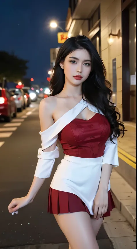 A perfect young female white-collar worker,Chinese big breasts,High picture quality,Works of masters,Black hair,Long hair shawl,Long hair flowing over the shoulders,Beach wave hairstyle,cropped shoulders,clavicle,exquisite face,Hydrated red lips,((Wear col...