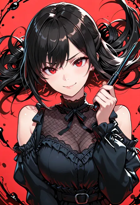 8K, masterpiece, ultra-high quality, hyper-detailed, intricate pen strokes, dynamic ink style, black ink on solid red background, monochrome illustration with striking contrast, precise and expressive linework, dramatic lighting, masterful shading using ha...