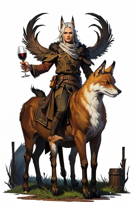 (full body image, (forbidden to cut or not) they appear from head to toe, PNG format , transparent background, white background, theme fauna, animals, rpg) &&&&& (High quality, masterpiece) &&&&& A fox wine with white details, 4 legs.
