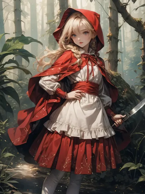 BEAUTIFUL GIRL WITH MEAT CLEAVER IN LEFT HAND、Alone((EXPENSIVE ACCURATE DRAWING ON EVERY DETAILS)Very accurate drawing )[expensive resolution],( details illustrations,EXTREMELY DETAILS, Delicate Line Drawing with Good Tempo ,  realistic texture expression ...