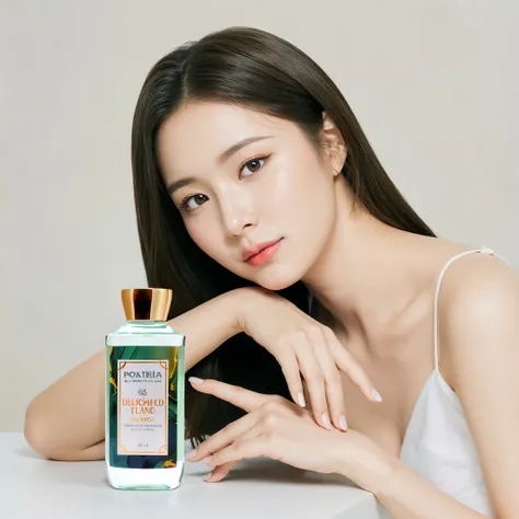 (((masterpiece))), (((best quality: 1.4))), ((super detailed: 1.4)),  

An aarafed woman with long hair posing with a bottle of perfume, dilraba dilmurat, beautiful south korean woman, krystal, heonhwa choe, perfume, jinyoung shin, popular south korean mak...