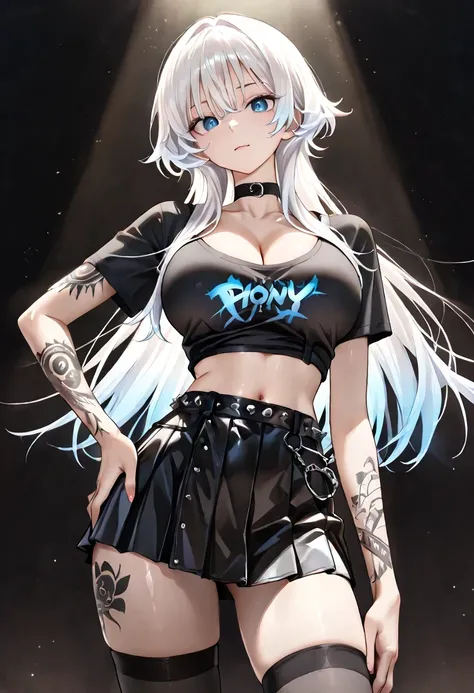 slender body, Slim waist, Her long limbs are like a model , hand on own ass, (black White White hair, gradient hair), top quality、 ( professional lighting without shadows )、 Surreal, is fascinating、figure like a slender supermodel、 1 girl, ( big breasts, ...