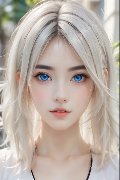 a woman with long blond hair and blue eyes posing for a photo, girl with perfect white hair, Beautiful blonde girl, White Beautiful Hair, Girl with white hair , beautiful model, beautiful model chica, very beautiful girl, long blond hair and big eyes , A...