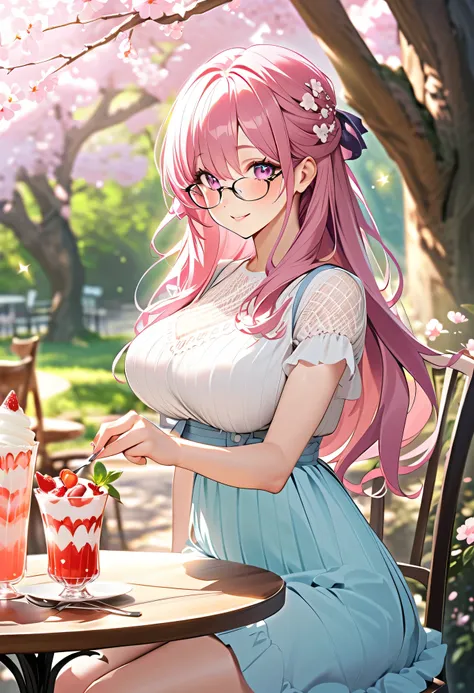 best quality、high resolution、(high image quality:1.3)、masterpiece、detailed background、very detailed face、detailed eyes、age beauty、huge breasts、(Normal number of fingers:1.3)、anatomically correct、perfect body line、A gentle spring atmosphere、happy smile hold...