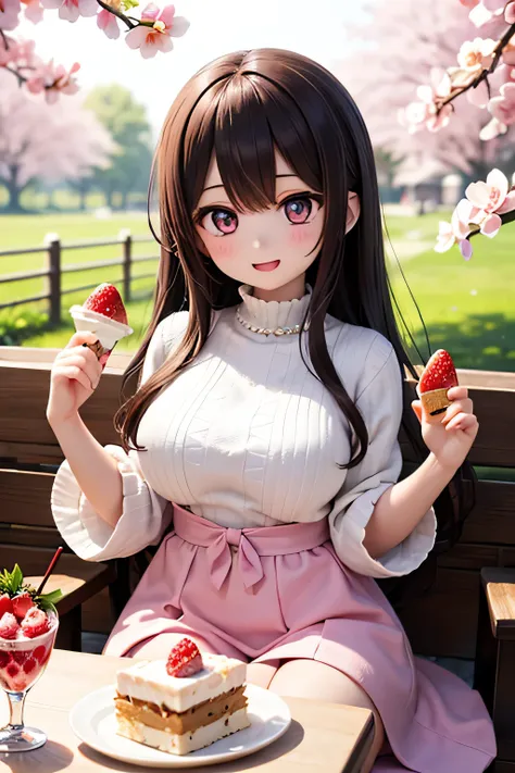 best quality、high resolution、(high image quality:1.4)、masterpiece、detailed background、(very detailed face:1.3)、(detailed eyes:1.3)、age beauty、(huge breasts:1.3)、(Normal number of fingers:1.4)、anatomically correct、perfect body line、A gentle spring atmospher...