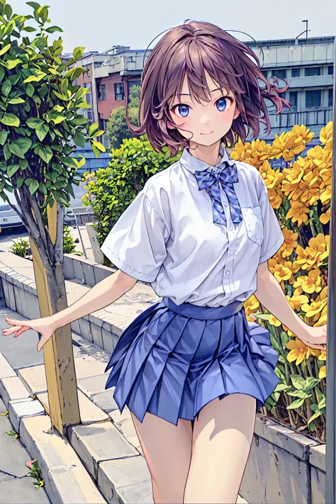 High-definition raw color pictures, professional shooting, (((((bokeh))))), written border depth, Taken with Sony α7 IV,Face forward peace sign、peace sign、Cheerful girl、brown hair,shortcuts for white doors,messy hair, slender beauty ,hole々 Positive ...