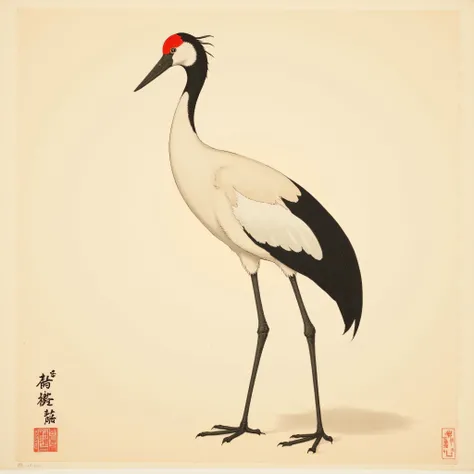 Japanese painting,crane,no text,unmarked
