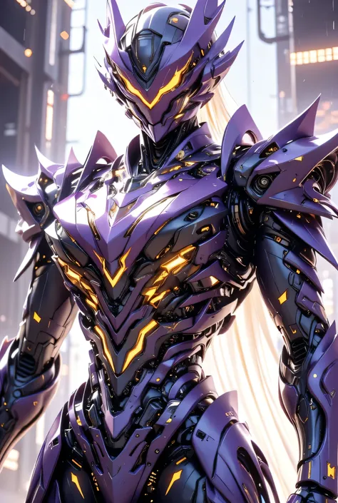 a cool purple and yellow robot,With eyes