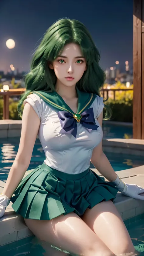a close up of a woman in a sailor costume posing on a ledge, anime girl cosplay, anime cosplay, cosplay, cosplay photo, realistic cosplay, anime girl in real life, full-cosplay, the sailor moon. beautiful, big breasts, big tall posture, thin lips, shiny li...