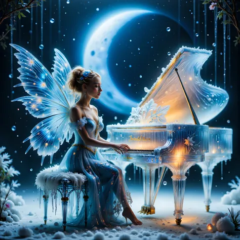 A breathtakingly beautiful, high-definition image of a young adult (circa 20 years old) fair-skinned woman with shoulder-length, flowing blonde hair and captivating brown eyes, possessing enormous, translucent, luminous wings like a moth, gracefully seated...