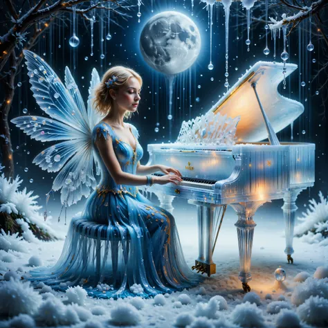 A breathtakingly beautiful, high-definition image of a young adult (circa 20 years old) fair-skinned woman with shoulder-length, flowing blonde hair and captivating brown eyes, possessing enormous, translucent, luminous wings like a moth, gracefully seated...