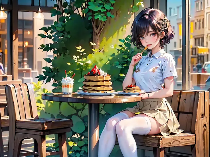 Best quality, 8K, Best quality, Masterpiece, Ultra-realistic, ((High school girl with odd eyes)), ((Heterochromia, red eyes, gold eyes)), ((Sparkling and detailed eyes)), (Very precise eyes), ((Crystal-like pupils)), (Long platinum and purple hair), Prince...