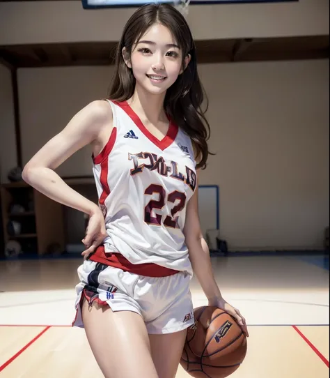 (masterpiece、high image quality、High quality DVD)、(( basketball players、 Athletes))、Japaneseの女性、age 18、perfect body、( basketball playersユニホーム:1.2)、 Low Rise Pants 、Beautiful Legs、captivating、Yuan々intention、smile、 Beautiful Hands 、( gymnasium、 ...