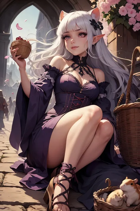 (Ultra-detailed face, Looking away, Gothic Illustration, Dark tone colors. She has five fingers on her hands and five toes on her feet.), BREAK 
(It is a spring afternoon when the sun shines brightly. A path leads up a gently sloping hill.),  BREAK 
(A fem...