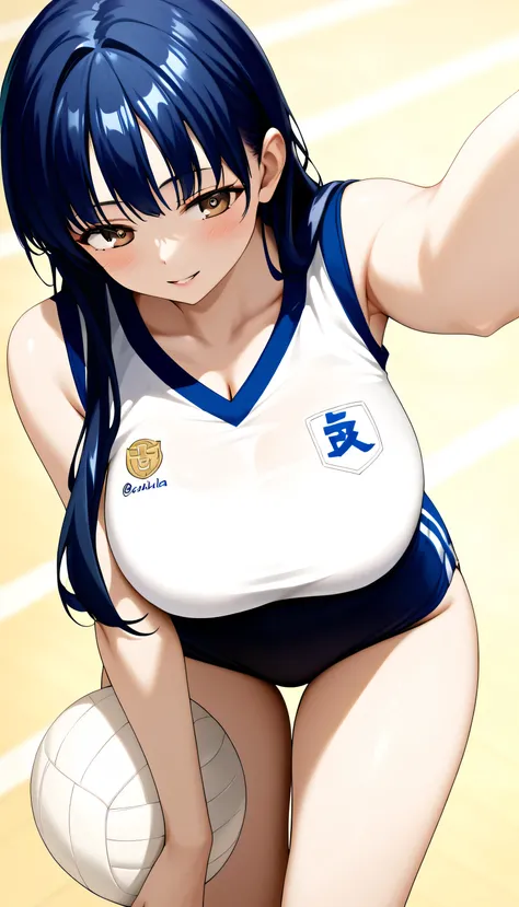 ( beautiful breasts) (( detailed eyes )), excellent anatomy, masterpiece, top quality of talks , is present,
1girl, Yamada_Anna, Big Breasts , Show accurately , ((sleeveless volleyball uniform)) Show Black Bras ((Long hair, Dark Blue Hair))...