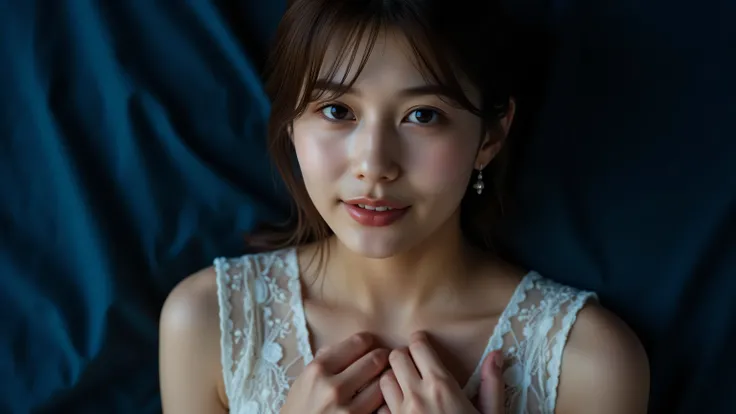 (( lace nightgown )) ,  Look above your collarbone    、  throat and put a cute smile on her face  、２５age 、 garter、(((32ｋ,best quality,High details,High detail、masterpiece, attention to detail , full body lesbian,solo))),RAW photo &  Realistic Atmosphere, b...