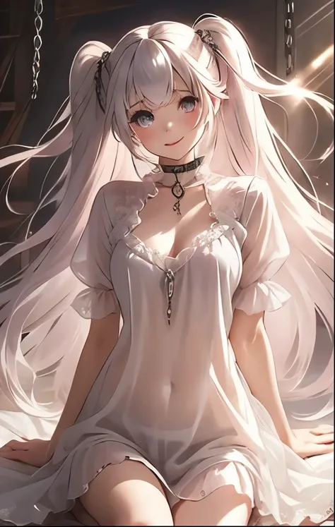 （（（ＳＦＷ、Highest quality、 first class masterpiece 、 Normal Body 、8k、  detailed face 、super precise、   real color 、５refer to、Highest）））Adele von Ascham、Miles、『I said my ability was average』、Pretty Girl、 Silver Hair、twin tails、Glowing Hair 、long hair、beautiful...
