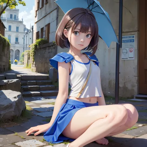 (((SFW、sound、Highest quality、 Super Horrible Leotard 、 、8k、 detailed face 、 super accurate 、 real color 、通常See also、5See also、Highest)))、 beautiful girl masturbating with an umbrella、 brown hair、 bob cut from the front、slender、 The length is short 、細...