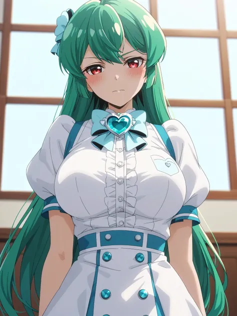 anime coloring, anime screencap,master piece、Best Quality,Super detailed,High resolution,Extremely detailed CG,Unity 8K Wallpaper,weat,score_9, score_8_up, score_7_up, score_6_up, score_5_up, score_4_up, source_anime, MinakamiSayo, 1girl, solo, breasts, Gr...