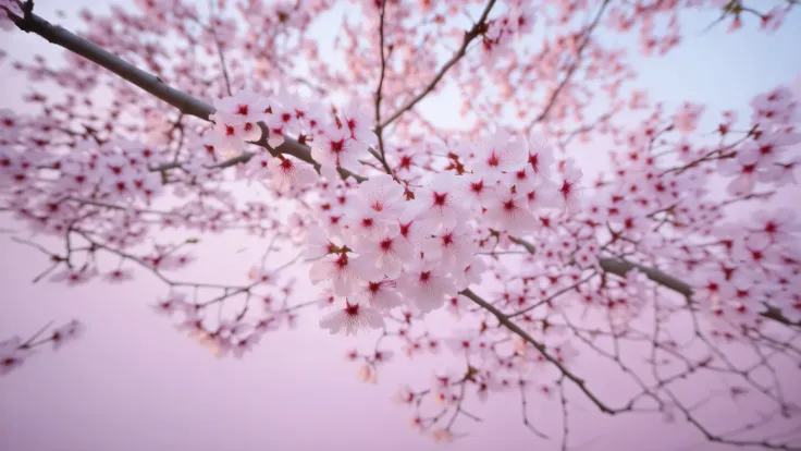 ( masterpiece,Top Quality:1.2),Fall,Where the Gods Lived、Cherry blossoms、Soft Tone、The Day the Wood Spill、transparency、 Holy Land