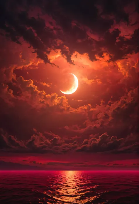 in style of steven gammel
dark red background, Chemiluminescence. ( the night will pass, A clear morning will come. I know happiness is waiting for you and me. the night will pass, The stormy times will pass, The sun will rise 1 new moon, romantic, Fairy ...
