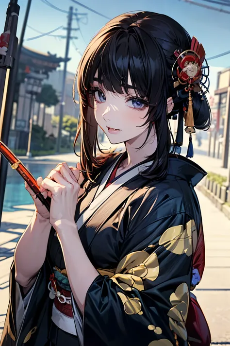 (masterpiece:1.5),beautiful hair,beautiful eyes,Beautiful slender body,(Konno Anna:1.2),(Riho Yoshioka:1.1),(closes her eyes and sticks out her tongue:1.3),(Waterfront:1.4),bust illustration from the front ,Cleavage,((((An Extraordinary Beauty:1.7)))),((((...