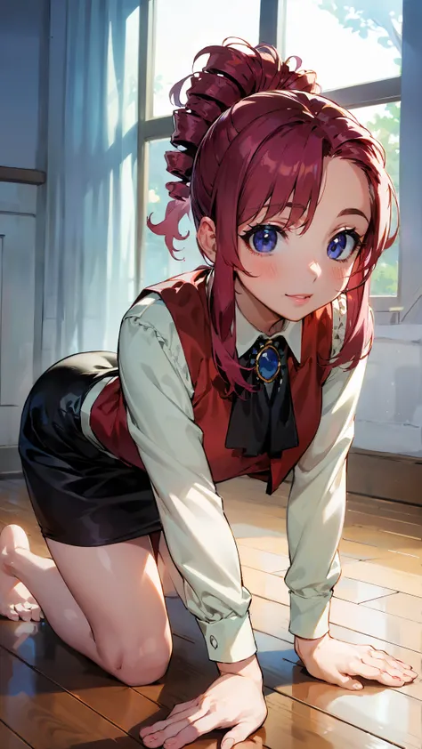 ((anime style))、upper body、 redhead、(female1people々)、若いfemale、beautiful長い脚、beautiful体、beautiful鼻、Completely、completely complete、 perfect legs、perfect balance、(beautiful、big on the floor:1.4)、big ass, thigh, (beautiful顔:1.5)、(thin waist)、Perfect Lighting、c...